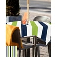 thumbnail image 5 of Lsrtoss Outdoor Tablecloth with Umbrella Hole & Zipper, Green Navy Blue Striped Square Tablecloth 54x54 Inch, Farmhouse Stripe Art Patio Table Cover Waterproof Table Cloth for Picnic/Party, 5 of 7
