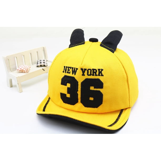 Gorra de béisbol para niños con borde suave bordado con 36 letras, gorra con orejas de dibujos animados para niños y niñas
