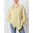 thumbnail image 6 of Yunliwuli Women Striped Shirt, Long Sleeve Shirt Button-down Loose Elegant Blouse Fall Tops, 6 of 9