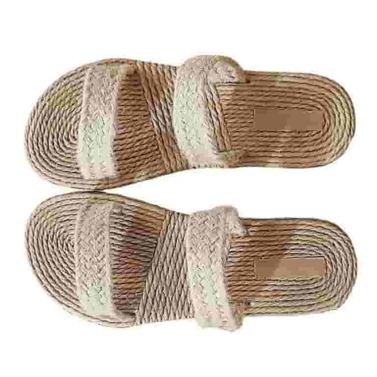 【SS24*日本未入荷】Slippers in Woven Raffia Sandals Straw Beach Women Flat Slipper Slippers Woven Sandal