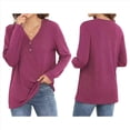 thumbnail image 3 of Blusas Tipo Túnica de Larga para Mujer, con Cuello en V, Botones y Ribete Suave, Informales y Holgadas Vino Tinto XXL, 3 of 7