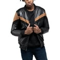 thumbnail image 5 of X RAY Jeans Mens Shiny PU Hooded Jacket with Faux Suede Detailing with Faux Shearling Lining, Black/Brown, 2XL, 5 of 9
