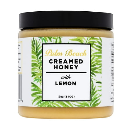 Palm Beach Creamed Honey with Lemon, Whipped Natural Wildflower Honey, Kosher Certified, 12 Ounces