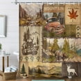 thumbnail image 2 of Rustic Farmhouse Shower Curtain, Country Cottage Lodge Cabin Bear Deer Mountain Shower Curtain for Bathroom, Camp Woodland RV Fabric Wooden Shower Curtain with 12PCS Hooks 70X70IN, 2 of 2