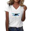 Bibifish Womens Tee Tops Cute Graphic Print V Neck Short Sleeve Tshirts Stylish Casual Street Simple Style Summer Tees