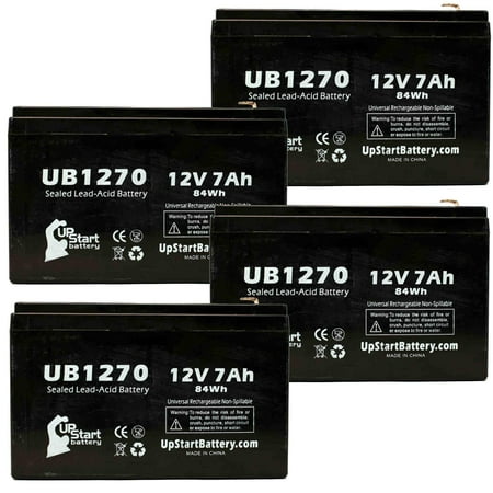 4x Pack - Compatible Best Technologies LCR12V6.5BP1 Battery - Replacement UB1270 Universal Sealed Lead Acid Battery (12V, 7Ah, 7000mAh, F1 Terminal, AGM, SLA) - Includes 8 F1 to F2 Terminal
