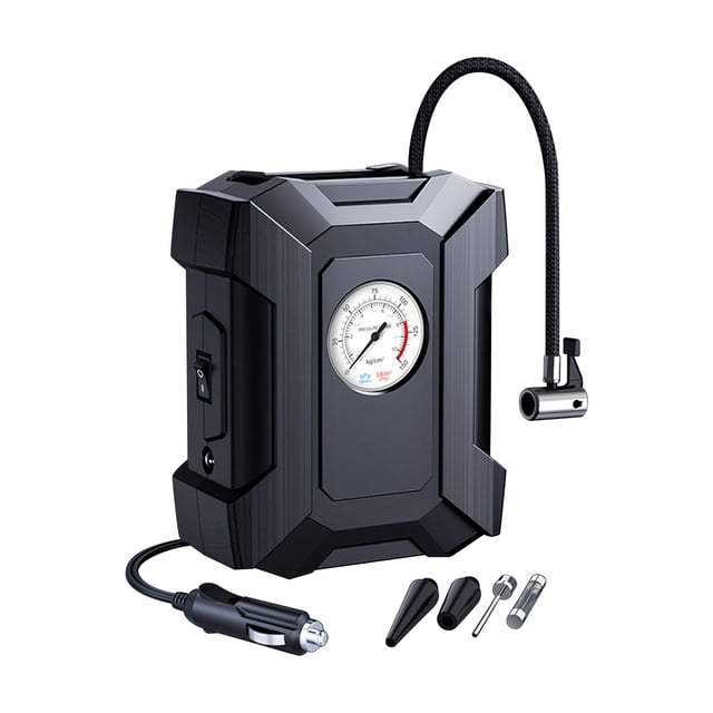 Wdhugt Portable Multifunctional Car Mounted Inflator Pump 120W Power With Led Lighting For Cars Motorcycles Bicycles Balls Cushions And Boats Includes Nozzles