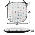 thumbnail image 5 of Nautical Chair Seating Cushion Set of 6, Marine Elements Featured Life Anchor Compass Sea Waves Theme, Seat Pads for Office with Anti-slip Backing, 16"x16", Blue and Red, by Ambesonne, 5 of 7