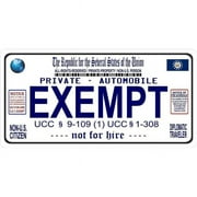Exempt Traveler Photo License Plate