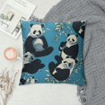 thumbnail image 2 of Panda Throw Pillow Cushion Cover, Chinese Wildlife Exotic Branches and Leaves with Bears on Abstract Backdrop, Decorative Square Accent Pillow Case, Petrol Blue Black, 2 of 5