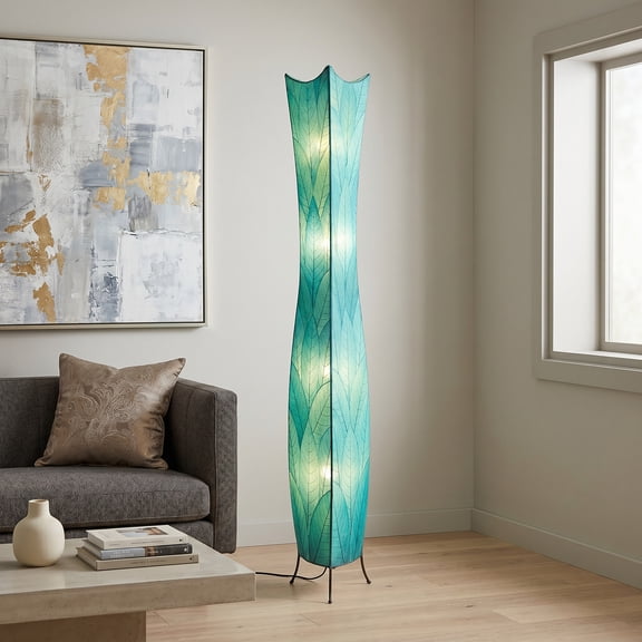 Eangee Home Design Flowerbud Giant Floor Lamp, Shade Made Of Cocoa Leaves, 13x13x72 Inches