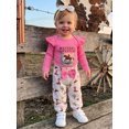thumbnail image 4 of Cjfdfy Newborn Baby Girl Western Outfits Horse Cowgirl Graphic Long Sleeve Ruffle Romper Country Bow Pants Headband Cute Country Cowgirl Halloween Fall Winter Clothes 0-18M, 4 of 9