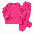 thumbnail image 6 of NOLDARES Baby Girl Clothes Toddler Girl Outfit Crewneck Sweatshirt Long Sleeve Shirt Pants Winter Clothing Set(Hot Pink,5-6 Y), 6 of 6