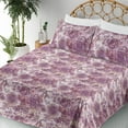 thumbnail image 3 of Ambesonne Nostalgic Flowers Fitted & Flat Sheet with Shams 4 Pcs Set, Vintage Roses, Full, Purple and Champagne, 3 of 5