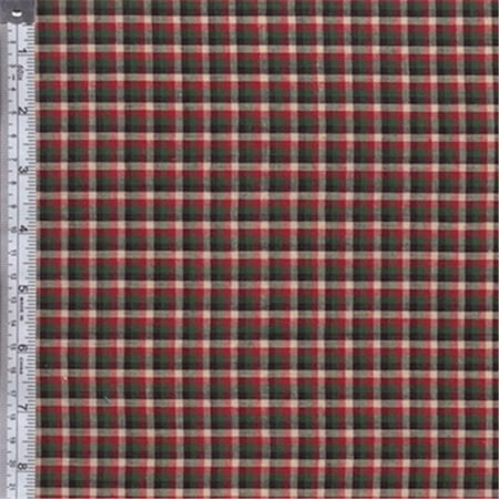 Textile Creations RW0144 Rustic Woven Fabric, Check Green, Black And Wine, 15 yd.