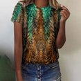 thumbnail image 2 of Moda mujer cuello redondo impresión camisa camisetas manga corta verano camiseta Tops blusa Pompotops hkajfhjk462909, 2 of 5