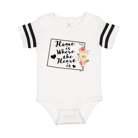 

Inktastic Wyoming Home is Where The Heart is with Watercolor Floral Gift Baby Girl Bodysuit