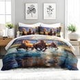 thumbnail image 2 of 3pcs Horse Running Comforter Set, Majestic Horse Bedding Set for Bedroom or Guest Room Decor, All Seasons Quilt Machine Washable Duvet with 2 Pillowcases, 2 of 7