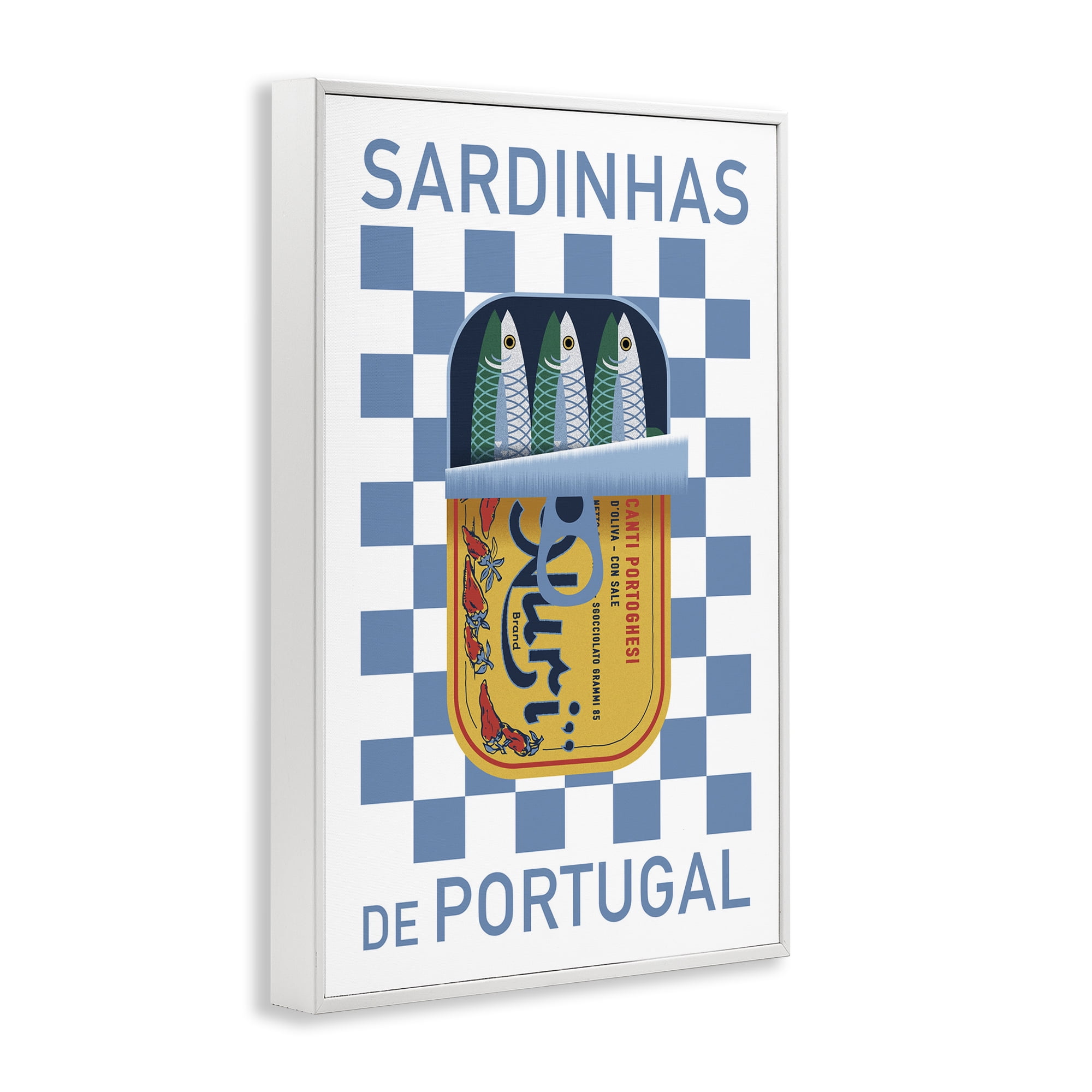 Stupell Industries Portuguese Sardines Can Food & Beverage Painting White Framed Art Print Wall Art, 12 x 18