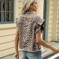 thumbnail image 4 of SWSMCLT Women's Short Sleeve Tank Top Denim Streetwear Vest Top Summer Flutter Sleeve Fashion Casual Pocket Leopard X-Large, 4 of 5