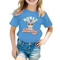 thumbnail image 1 of LUOGENLI T-Shirt pour Filles Mode Décontractée pour Enfants Imprimé Col Rond Manches Courtes T-Shirt Maxi pour Filles 2025 Grande Taille Bleu 4-5 Ans, 1 of 4
