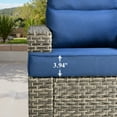 thumbnail image 6 of Ovios 7 Pieces Patio Furniture Conversation Set, Wicker Rattan Outdoor Sectional Sofa with Fire Pit Table and Smart Lighted Table, Navy Blue, 6 of 9