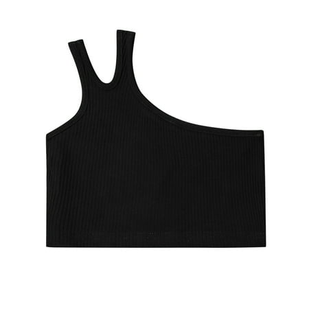 

B91xZ Girls Graphic Tees Toddler Kids Girls Dance Tank Top One Shoulder Racerback Tie Dye Crop Tank Top Sleeveless Sports Sizes 5-6 Years