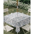 thumbnail image 3 of Square Outdoor Tablecloth with Umbrella Hole Farmhouse Flower Outside Table Cloth Waterproof Patio Table Cover Botanical Vintage Light Blue Leaf Zipper Tablecloths for Picnic Party Camping 60x60 Inch, 3 of 8