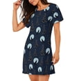 thumbnail image 2 of Fotbe Night Forest Wolf Bata de Dormir para Mujer con Estampado, Camisón de Algodón de Manga Corta, Ropa de Dormir Casual, 2 of 6
