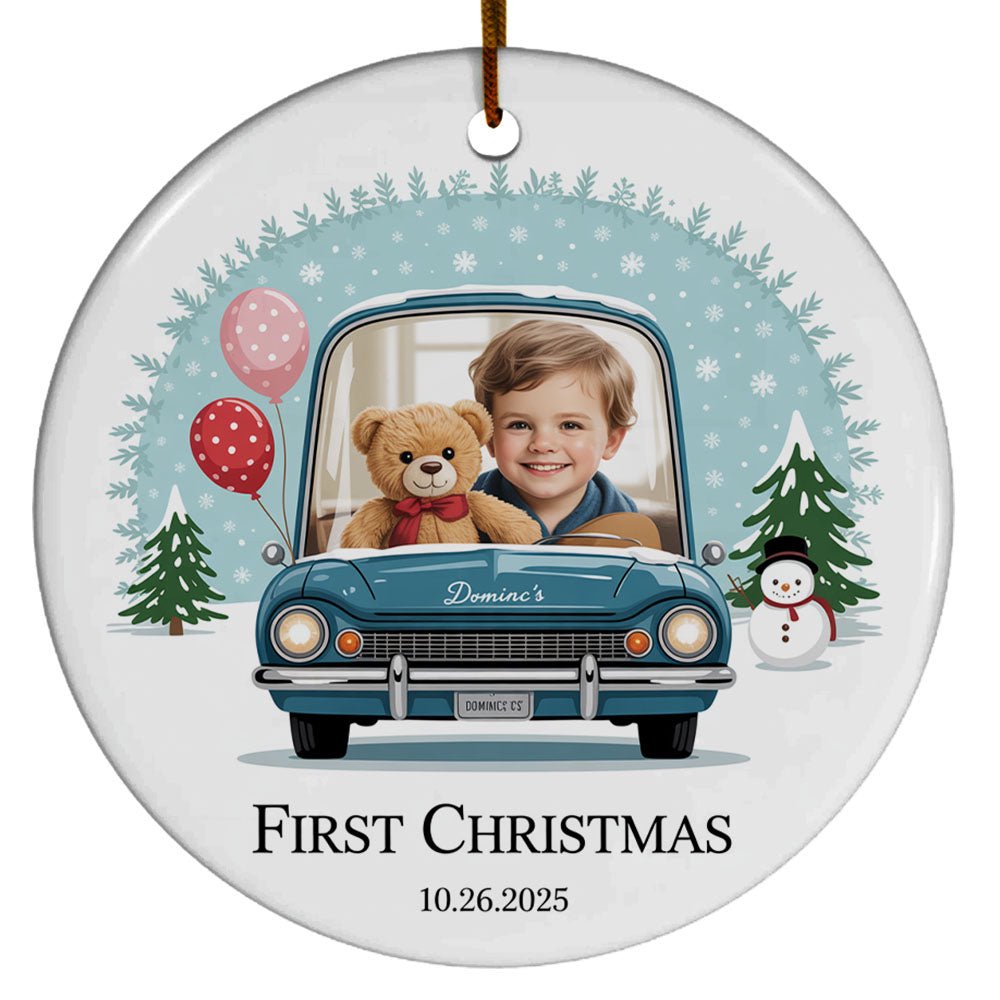 Baby's First Christmas Ceramic Ornament, Add Picture Baby Christmas Ornament 2025, Custom Name Text Photo Baby 1st Christmas Ornaments