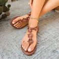 thumbnail image 6 of KEGIRLOM Women's Fashionable Casual Wear Wearable Large-Size Flower Round Head Herringbone Sandals Brown 6, 6 of 9