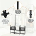 thumbnail image 4 of HONEIER Clothes Rack, 3-Rail Portable Hanger Garment Rack, Clothing Rack with 6 Shelves and 2 Storage Pockets for Bedroom, Entryway, Living Room, Black, 4 of 7