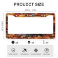 thumbnail image 3 of 2 Pieces Autumn Leaves Pumpkins And Birds License Plate Frames Seasonal Autumn Harvest Vintage Thanksgiving Car Front License Plate Frame Quality Aluminum 2 Round Holes, 3 of 6