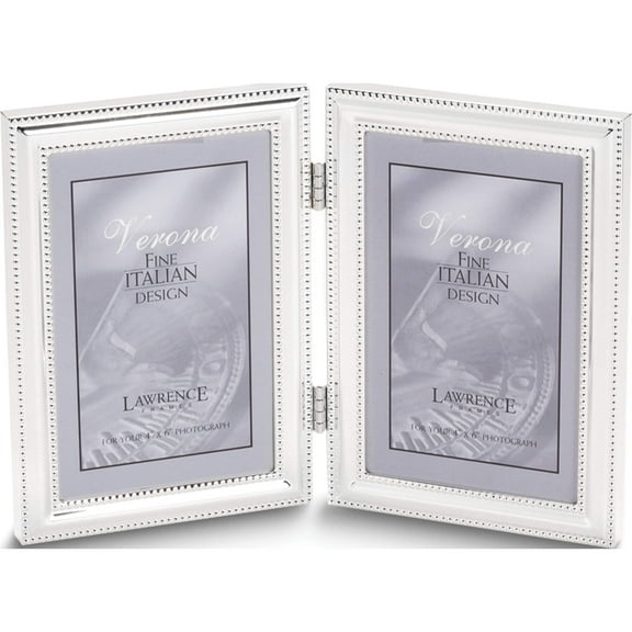 Fashion Silver-Plated Beaded Edge Double 4X6 Photo Frame Made In China gp5948