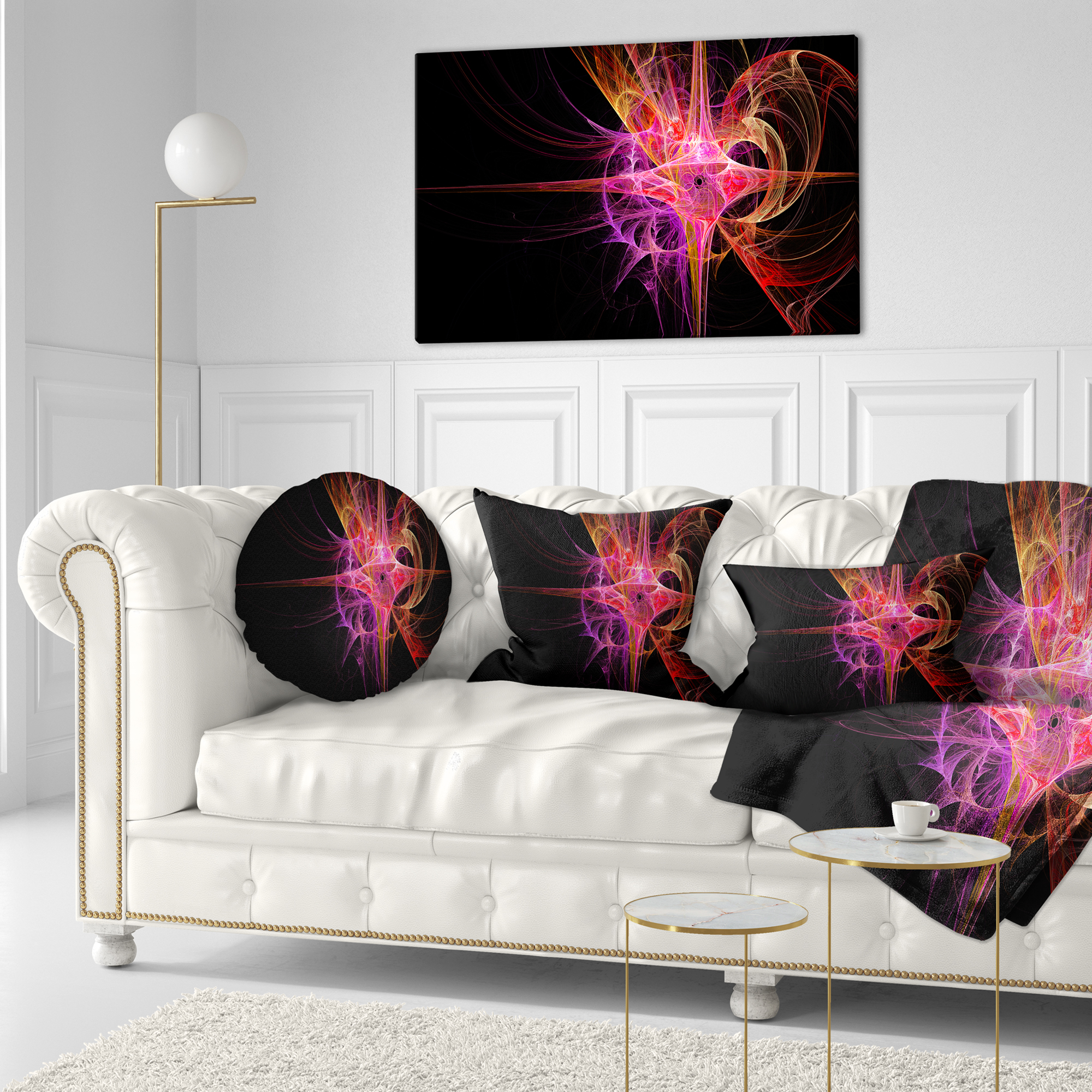Designart Purple Bright Star - Abstract Throw Pillow - 12x20