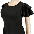 thumbnail image 5 of AURA Plus Size Ruffle Sleeve Maxi Swing Dress Solid Color Summer Casual Street Style, 5 of 8