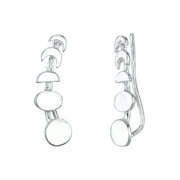 Moon Phase Crawler Cuff Earrings - 925 Sterling Silver
