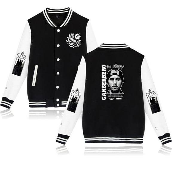 Canserbero Fashionable retro women's men's hip-hop long sleeved baseball jacket