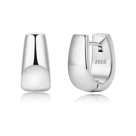 VEEDOFA Small Chunky Silver Hoop Earrings Hypoallergenic Solid 925 Sterling Silver Hoops Non Tarnish Small Thick Huggie Hoop Earrings for Sensitive Ears