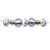Glass Beads, Purple with Flowers, 7pc