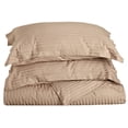 thumbnail image 1 of 300-Thread Count 100% Egyptian Cotton Lightweight Stripes Duvet Cover Set Taupe / Twin, 1 of 2