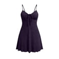 thumbnail image 3 of YHAJDS Womens Nightgown Short Sleeve Soft Sleepshirt V Neck Adjustable Spaghetti Strap Mini Dress, 3 of 5