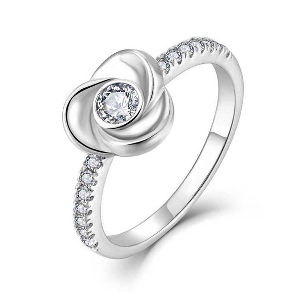 Rose Floral Women's Engagement Ring 1.8 Ct Diamond 14K White Gold Over