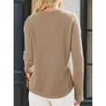 thumbnail image 6 of Womens Tops Waffle Knit Long Sleeve Notched V Neck Shirts Casual Trendy Solid Color Loose Blouses Camel XXL, 6 of 7