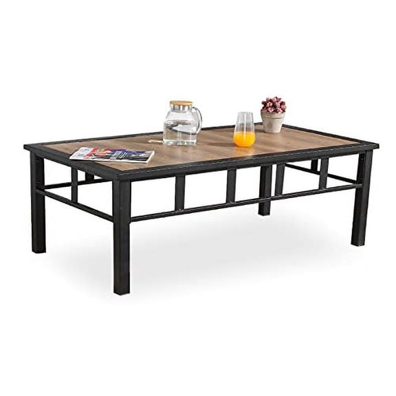 PatioFestival Patio Side Table Aluminum Composite Panel Outdoor Table Weather Resistant Outdoor End Table with Wood Grain,Coffee Table for Patio Bistro,Conversation,Outdoor Furnitu
