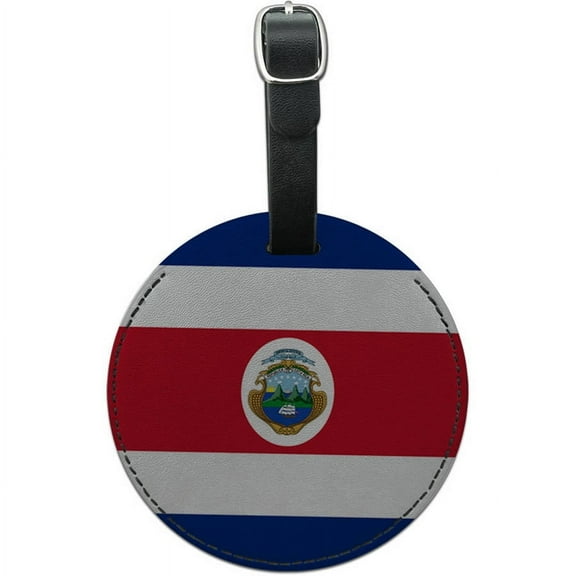 Graphics and More Costa Rica National Country Flag Round Leather Luggage ID Tag Suitcase Carry-On