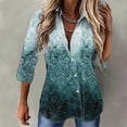 thumbnail image 2 of Fesfesfes Clearance Tops for Women O-Neck Solid Three Quarter Sleeve Tops Blouse T-shirt, 2 of 8
