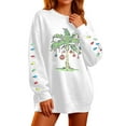 thumbnail image 2 of EliteGoogv Women Crewneck Sweatshirt Colored Lights Palm Tree Print Graphic Xmas Funny Christmas Pullover Daily Outdoor White M, 2 of 4
