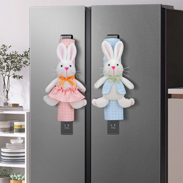 Liquidation Œufs de Pâques Lapins Fleurs Poignées de Porte de Réfrigérateur Ensemble de 2 Poignées d'Appareils de Cuisine Lavables pour Réfrigérateur Four Micro-Ondes Housse de Protection Décor de Pâques