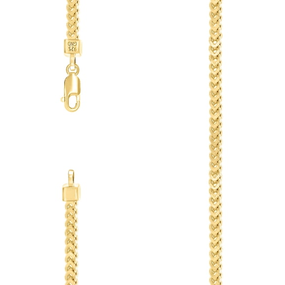 925 Sterling Silver Hollow Franco Chain Yellow 3.5mm Necklace 16 Inch Chain Necklace for Women and Men
